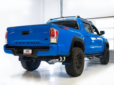 AWE Tuning 16-22 Toyota Tacoma 0FG Cat-Back Exhaust w/ BashGuard - Dual Chrome Silver Tips - 3015-32826