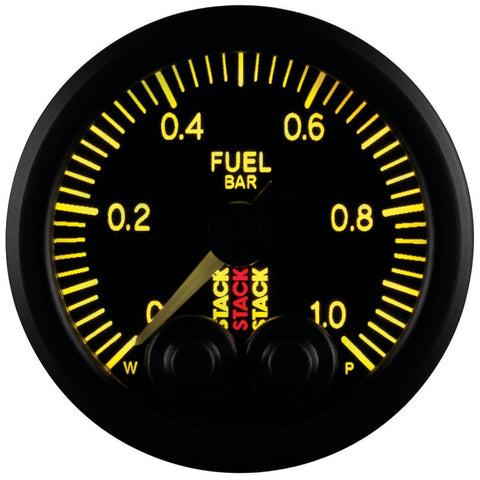 Autometer Stack 52mm 0-1 Bar M10 Male Pro-Control Fuel Pressure Gauge - Black - ST3503