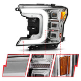 ANZO 18-20 Ford F-150 Full Led Projector Light Bar Style Headlights - Chrome Amber - 111521