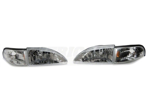 Raxiom 94-98 Ford Mustang Axial Series Cobra Style Headlights- Chrome Housing (Clear Lens) - 49049