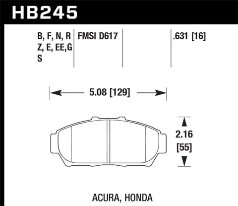 Hawk 94-01 Acura Integra (excl Type R)  Blue 9012 Race Front Brake Pads - HB245E.631
