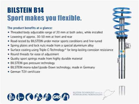 Bilstein B14 2005 Mini Cooper Base Convertible Front and Rear Suspension Kit - 47-126916