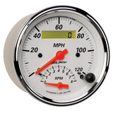 AutoMeter Gauge Tach/Speedo 3-3/8in. 120MPH & 8K RPM Elec. Program. Arctic White - 1381