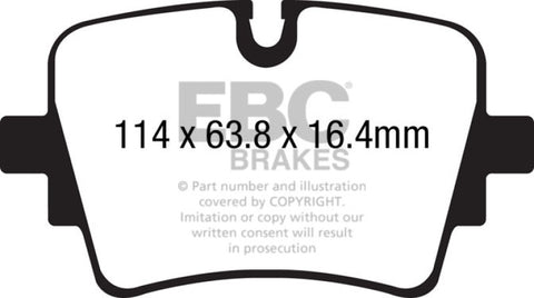 EBC 14+ Jaguar F-Type (Cast Iron Rotors Only) 5.0 Supercharged (490) Yellowstuff Rear Brake Pads - DP42192R