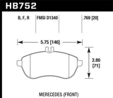 Hawk 2015 Mercedes C250 HPS Street Front Brake Pads - HB752F.769