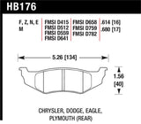 Hawk SRT4 HPS Street Rear Brake Pads - HB176F.614
