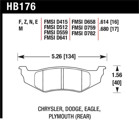 Hawk SRT4 HPS Street Rear Brake Pads - HB176F.614