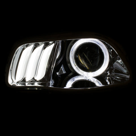 ANZO 2014-2016 Jeep Cherokee Projector Headlights Chrome clear w/ white and Red - 111354