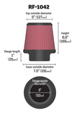 K&N Round Tapered Universal Air Filter 6in Flange ID x 7.5in Base OD x 5in Top OD x 6.5in Height - RF-1042