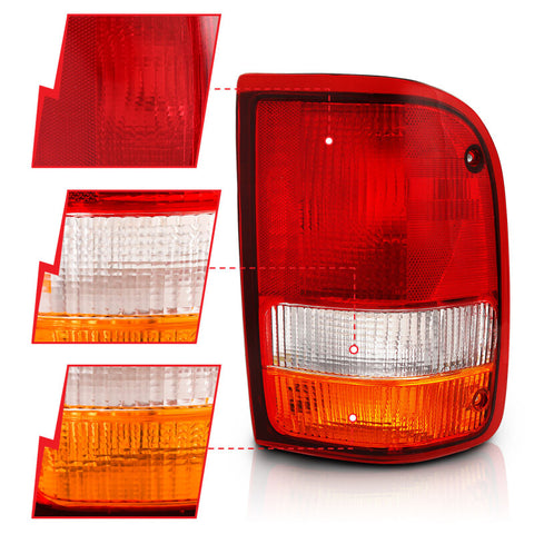 ANZO 1993-1997 Ford Ranger Tail Light Red/Clear (OE) - 311310