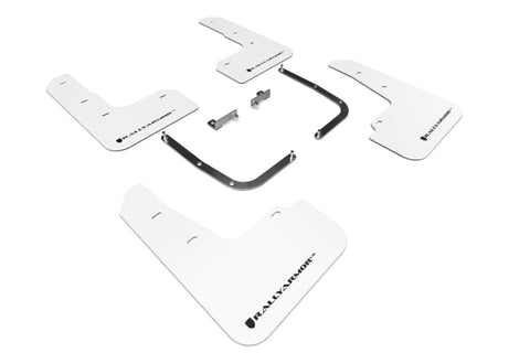 Rally Armor 19-21 Hyundai Veloster Turbo R-Spec White UR Mud Flap w/ Black Logo - MF58-UR-WH/BLK