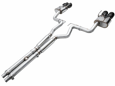 AWE 2024 Ford Mustang GT Fastback S650 RWD SwitchPath Cat-Back Exhaust w/ Quad Diamond Black Tips - 3025-43650
