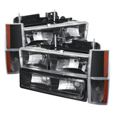 xTune GMC Yukon 92-93 Crystal Headlights w/ Corner & Bumper Black HD-JH-GMCCK88-AM-BK-SET - 5073518