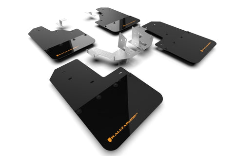 Rally Armor 21-25 Ford Bronco (Plstc Bmpr - NO Rptr/Sprt - NO RR/RB) Blk Mud Flap w/Cy Orange Logo - MF85-NO-PL-COR