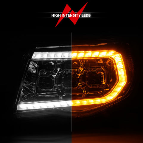 ANZO 05-11 Toyota Tacoma LED Projector Headlights w/Light Bar Swtchbk Seq. Chrome w/Initiation Light - 111582