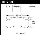 Hawk 2016 Audi A8 Front High Performance 5.0 Brake Pads - HB780B.625
