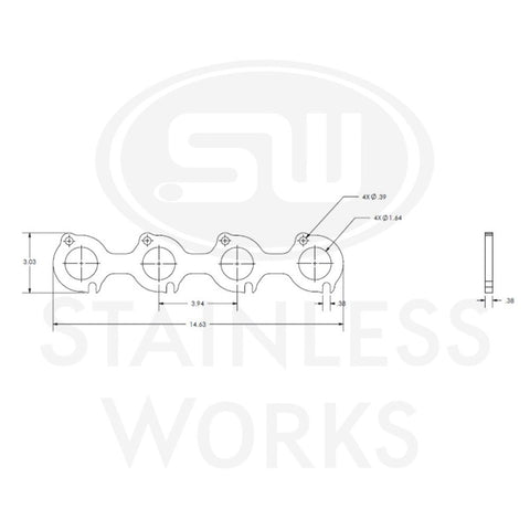 Stainless Works Small Block Ford 4.6L 2V Round Port Header 304SS Exhaust Flanges 1-5/8in Primaries - HF462V163