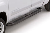 Lund 01-13 Chevy Silverado 1500 Crew Cab (Body Mount) 4in. Oval Curved Steel Nerf Bars - Black - 23487363