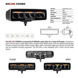 Go Rhino Xplor Blackout Combo Series Sixline LED Flood Lights w/Amber (Surface Mount) - Blk (Pair) - 750600622FBS