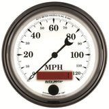 AutoMeter Gauge Speedometer 3-3/8in. 120MPH Elec. Prog. W/ Lcd Odo Old Tyme Wht II - 1287