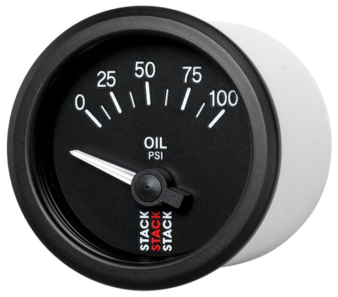 Autometer Stack Instruments 52mm 0-100 PSI 1/8in NPTF Electronic Oil Pressure Gauge - Black - ST3202