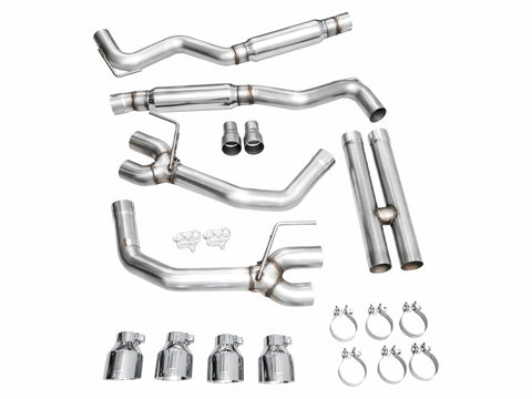 AWE 2024 Ford Mustang GT Fastback S650 RWD Track Edition Cat-Back Exhaust w/ Quad Chrome Silver Tips - 3020-42650