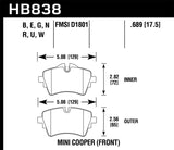 Hawk 14-17 Mini Cooper S HPS 5.0 Front Brake Pads - HB838B.689