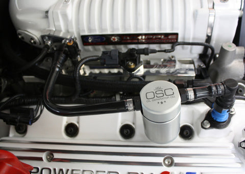 J&L 07-14 Ford Mustang GT500 Passenger Side Oil Separator 3.0 - Clear Anodized - 3012P-C