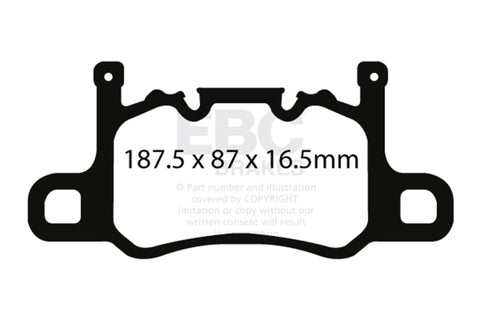 EBC 13-15 Porsche 911 (991) (Cast Iron Rotor only) 3.8 GT3 Yellowstuff Rear Brake Pads - DP42207R