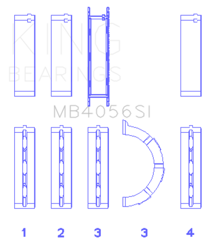 King Engine Bearings Ford 155 (Size +1.0mm) Main Bearing Set - MB4056SI1.0