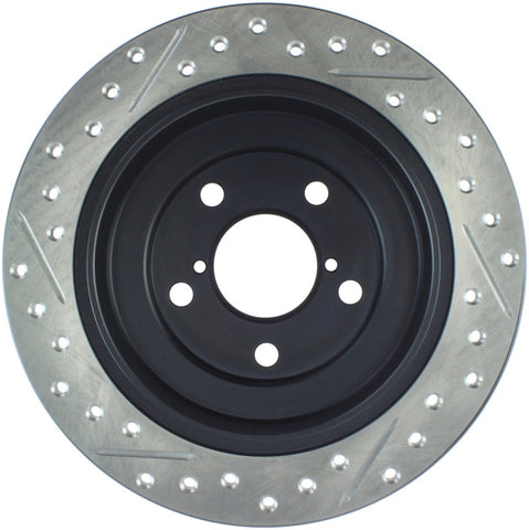 StopTech 05-06 Saab 9-2X AWD / 02-05 Impreza WRX / 02 WRX STi Slotted & Drilled Left Rear Rotor - 127.47011L