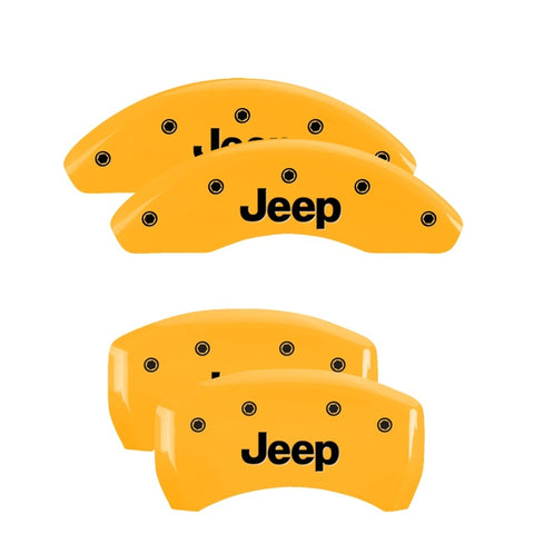 MGP 4 Caliper Covers Engraved Front & Rear JEEP Yellow finish black ch - 42007SJEPYL