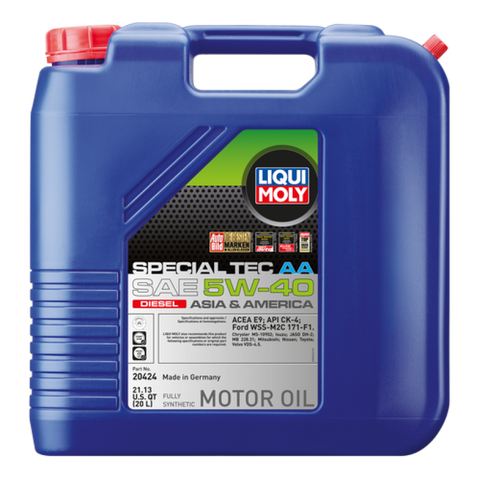 LIQUI MOLY 20L Special Tec AA Motor Oil SAE 5W40 Diesel - 20424