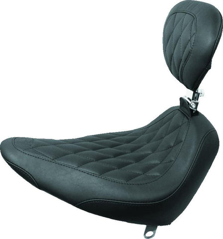 Mustang 84-06 Harley Standard Rear Tire Wide Tripper Solo Seat w/DBR Diamond Stitch - Black - 79751