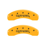 MGP 4 Caliper Covers Engraved Front & Rear Raptor Yellow Finish Black Char 2011 Ford F-150 - 10213SRPTYL