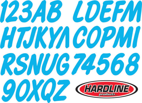 Hardline Boat Lettering Registration Kit 3 in. - 400 Cyan Blue Solid - CYN400EC
