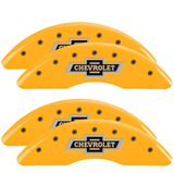 MGP 4 Caliper Covers Engraved F & R 100th Anniv Yellow Finish Black Char 2019 Chevy Silverado 2500HD - 14173SBANYL
