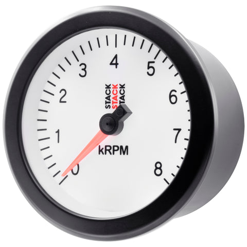 Autometer Stack Sport 88mm 0-8K RPM Tachometer - White - ST100-08W
