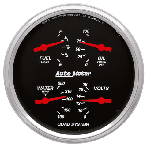 AutoMeter Gauge Quad 5in. 0 Ohm(e) to 90 Ohm(f)Elec Designer Black - 1419