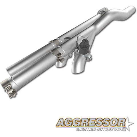 QTP 17-18 Ford Raptor EC/CC 2.5in 304SS Aggressor Cutout Dual Mid Pipes - 540117