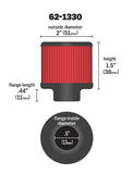K&N Clamp On Rubber Base Crankcase Vent Filter 0.5in Flange ID 2in OD 1.5in Height - 62-1330