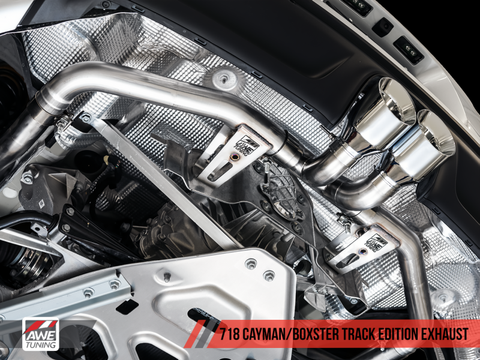 AWE Tuning Porsche 718 Boxster / Cayman Track Edition Exhaust - Chrome Silver Tips - 3010-32038