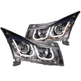 ANZO 2011-2015 Chevrolet Cruze Projector Headlights w/ U-Bar Black - 121462