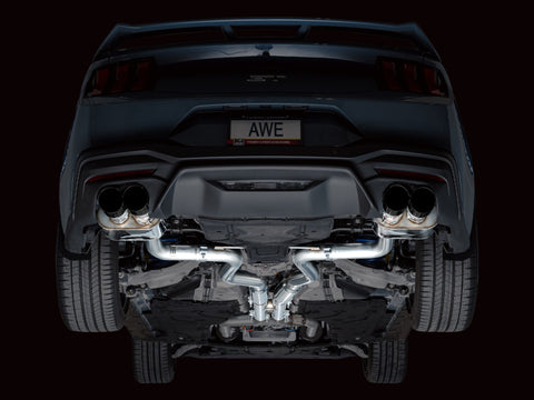 AWE 2024 Ford Mustang GT Fastback S650 RWD SwitchPath Cat-Back Exhaust w/ Quad Diamond Black Tips - 3025-43650