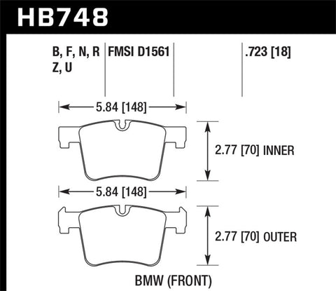 Hawk 13-14 BMW 328i/328i xDrive / 2014 428i/428i xDrive HP Plus Front Brake Pads - HB748N.723
