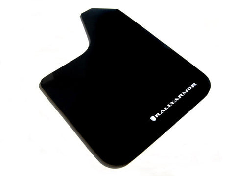 Rally Armor Universal Fit (No Hardware) Basic Black Mud Flap w/ Red Logo - MF12-BAS-RD