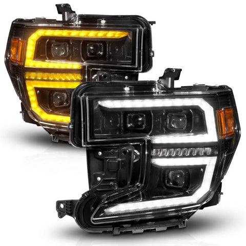 ANZO 19-21 GMC Sierra 1500 LED Projector Headlight w/Switchback+Sequential - Black - 111600