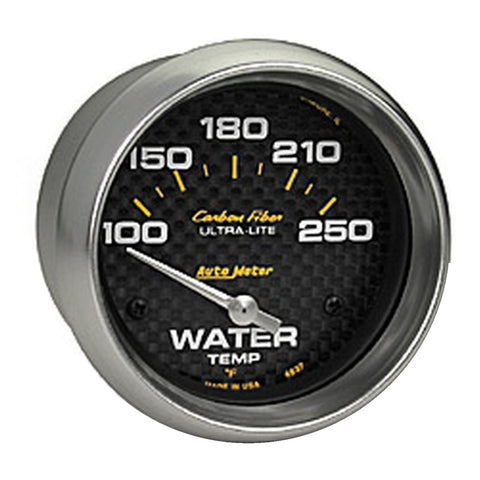 AutoMeter Gauge Water Temp 2-5/8in (66.7mm) 100-250F Electric Carbon Fiber - 4837