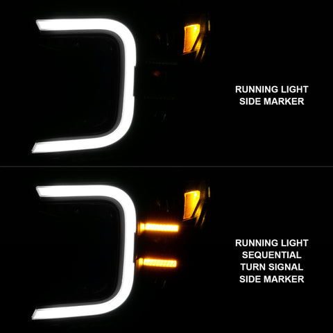 ANZO 18-20 Ford F-150 Full Led Projector Smoke Bar Style Headlights Black Amber - 111520