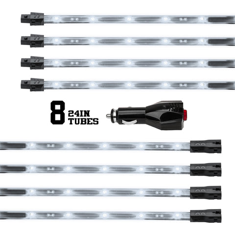 XK Glow Tube Single Color Underglow LED Accent Light Car/Truck Kit White - 8x24In - XK041002-W